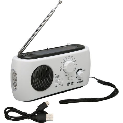 Radio de secours rechargeable solaire et manivelle avec lampe torche pour camping randonnée (1/5)