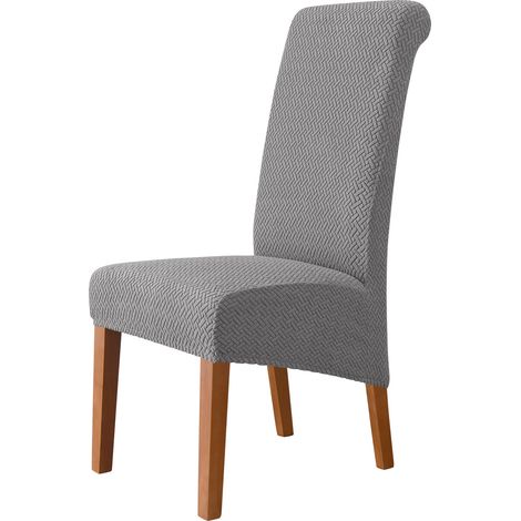 Housse de Chaise XL Extensible 4 Pièces pour Décor Salle à Manger Hôtel Cuisine Grise (1/5)