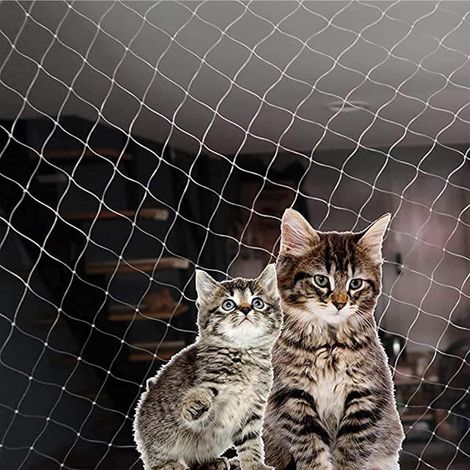 Filet Chat Balcon, Filet de Protection Chat pour Balcon sans Perçage 3x4M  Filet Anti-Oiseaux Transparent Haute Résistance  Sécurité Fenêtre et Terrasse, Résistant au Vieillissement (1/5)