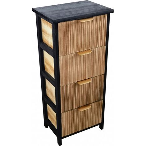 Mobiletto in legno con 4 cassetti 34x25xH77 cm fisso per interno casa (1/4)