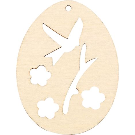 Oeuf De Pâques En Bois - Découpe Naturelle Non Peinte 8 Cm - Pour Décoration Arbre De Pâques Panier Et Accrochage DIY - 1 Pièce (1/2)