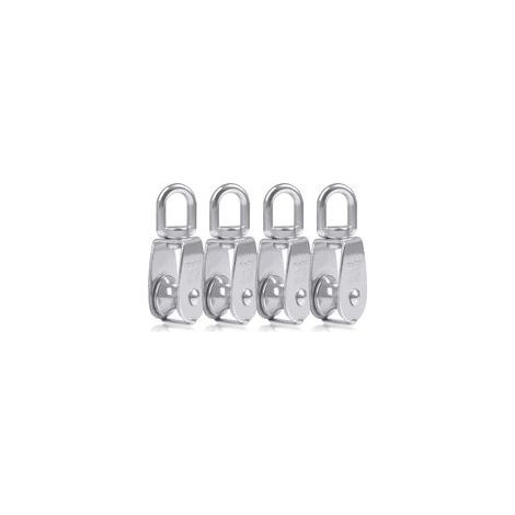 4pcs Blocs Monobloc de 25 mm en Acier Inoxydable argenté 304, Grue Monobloc pour poulie M25 à Crochet à Une poulie Charge de Papier pivotante 150 kg (1/5)