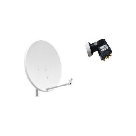 PACK PARABOLE SATELLITE ACIER 65 CM + LNB QUAD BEST GERMANY UNIVERSEL 0,1DB COMPATIBLE CANAL HD ME
