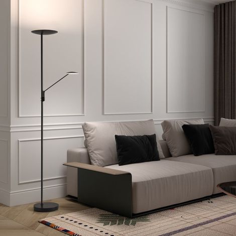 Lampadaire Led Avec Liseuse Daphné Noir (1/5)