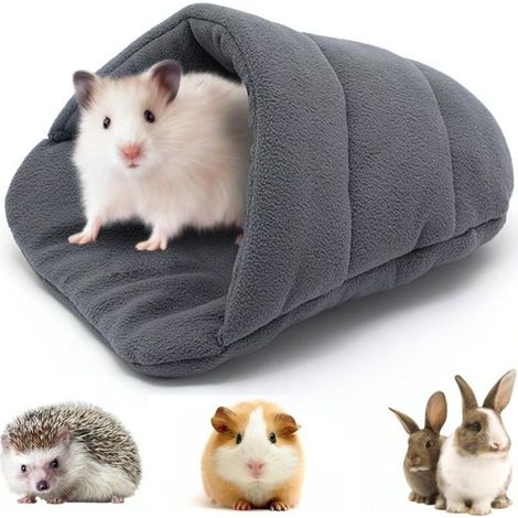Lit de Cochon d'Inde Lit de Hamster Sac de Couchage Grotte Nid Coussin doux Chauds Maison de Cochon d'Inde Animal de Compagnie Hiver Literie Cage Accessoires pour Petit Animal Écureuil (Gris Foncé) (1/5)