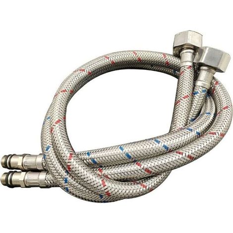 Flexibler Edelstahl-Anschlussschlauch für Warm- und Kaltwasser, Mischbatterie, Spültischarmatur, 60 cm (1/5)