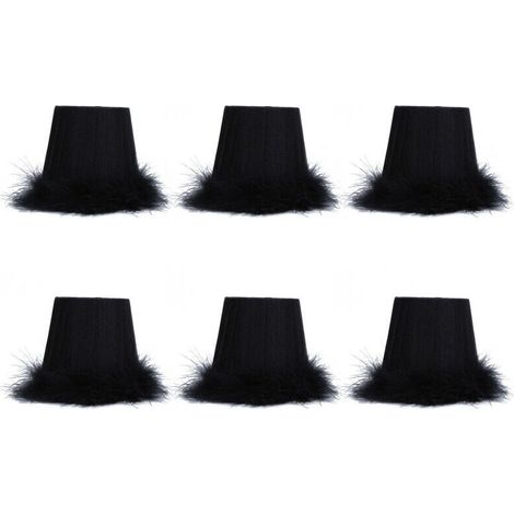 Jeffergarden Lot de 6 abat-jour en tissu avec bordure en plumes pour suspension, accessoires de décoration lumineuse pour lustre.