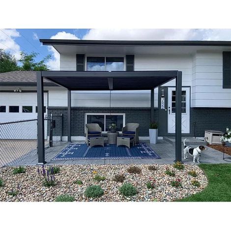 PURPLE LEAF Pergola Bioclimatique en Aluminium 3,5 x 6,5 m, Tonnelle de Jardin Exterieur Imperméable avec Lames Orientables, Pergola Jardin Exterieur pour Terrasse, Extérieur et Carport, Gris (1/5)