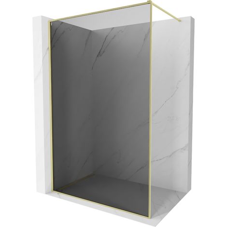 Mexen Kioto-XF paroi de douche Walk-in avec cadre 60 x 202 cm, graphite 10 mm, or brossé - 800-060-104-55-40-X (1/5)