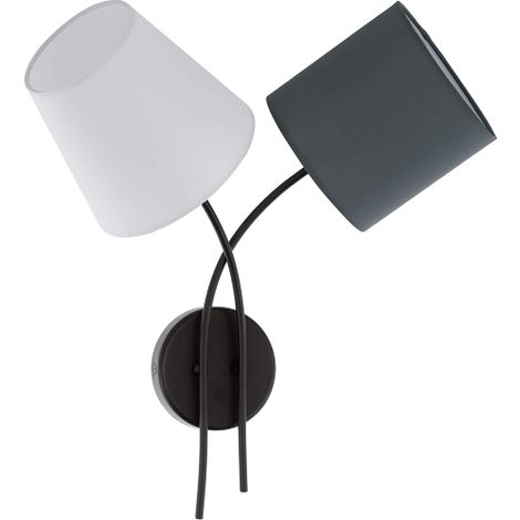 Applique Moderna Almeida Acciaio Tessuto Bianco Nero 2 Luci E14 (1/5)