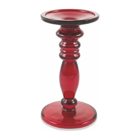 CANDELIERE IN VETRO D10,5XH20,5 ROSSO