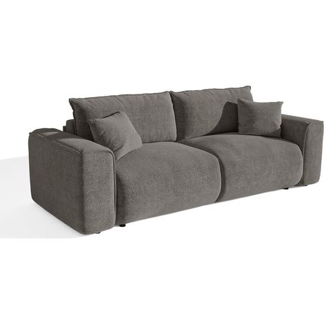 Canapé convertible express 3 places en tissu bouclette gris graphite COMO (1/5)