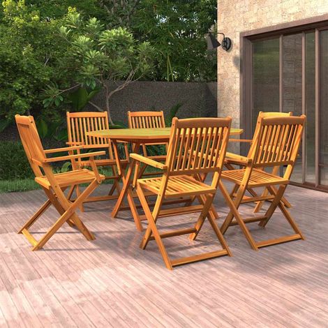 Ensemble à manger de jardin 7 pcs-Salon de jardin Bois d'acacia massif 583006 (1/5)