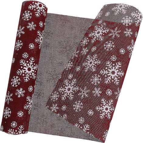 Chemin de table enneigé en polyester rouge foncé pour décoration de fête de famille (1/5)