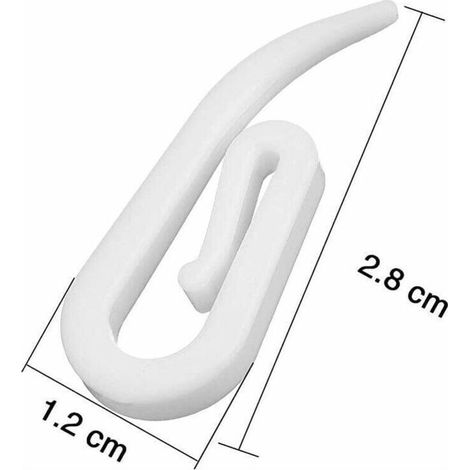 Crochet Rideau Rail, Crochets de Rideaux en Plastique Blanc, 100 PCS Crochets de Rideaux Clips, Accroche Rideau, 2,8 x 1,2 cm, pour Rideau de Fenêtre, Rideau de Porte et Rideau de Douche (1/3)
