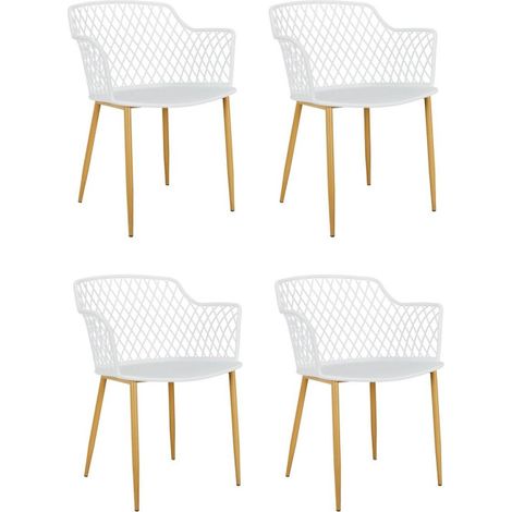 Lot de 4 Fauteuils Design "Malaga" 80cm Blanc (1/5)