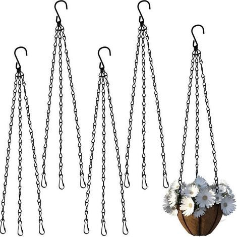 Hanging Basket Chain - Metal - Black - 40 cm - Rust-Resistant Iron - Garden Decor