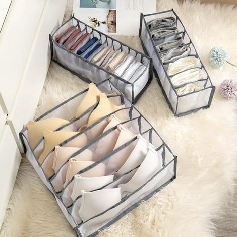 Organisateur de placard et séparateur de tiroir transparent – Rangement pour vêtements, soutiens-gorge, chaussettes et sous-vêtements – Polyvalent (salle de bains, cuisine) (1/5)