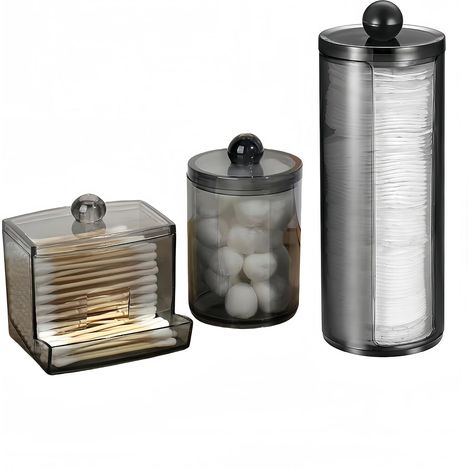 Lot de 2 Boîtes Coton Tige Transparentes en PET