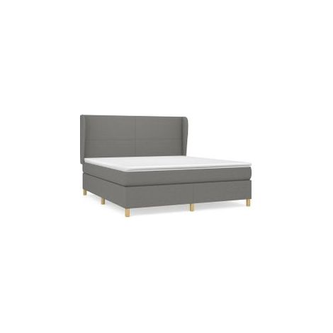 Sommier à lattes de lit avec matelas Gris foncé 180x200 Tissu (1/5)