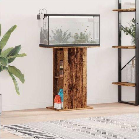 Support d'aquarium en bois de style ancien, dimensions : 36 x 60,5 x 72,5 cm, bois d'ingénierie. (1/4)