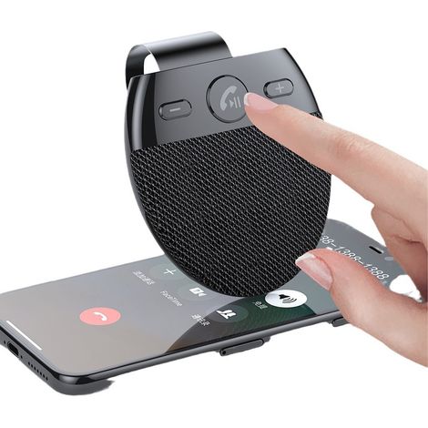 Kit mains libres pour voiture avec haut-parleur Bluetooth 5.0, microphone sans fil intégré au pare-soleil et lecteur de musique. (1/5)