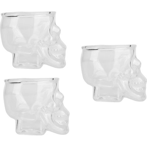 3er-Set Totenkopf-förmige Gläser (75 ml) – ideal für Wein, Bier und andere Getränke – Halloween-Party-Dekoration (1/5)