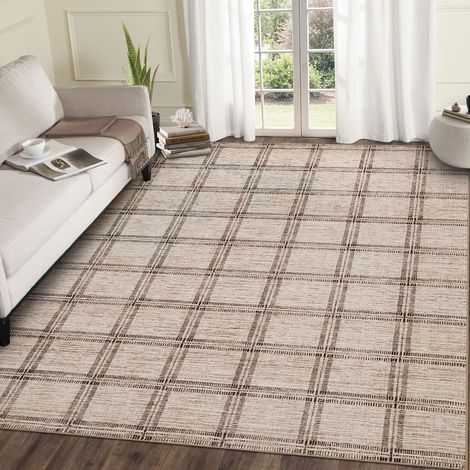 Tapis Géométrique Moderne Lavable, Poil Ras Camel 240x340cm (1/5)