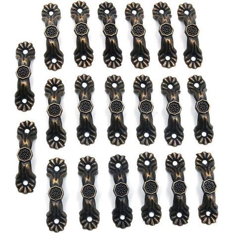 Pair CSPARKV Lot de 20 poignées de porte décoratives pratiques - 37 x 10 mm - Poignées de meubles antiques - Boutons de boîte à bijoux en bois - Poignées et poignées de tiroir de cuisine