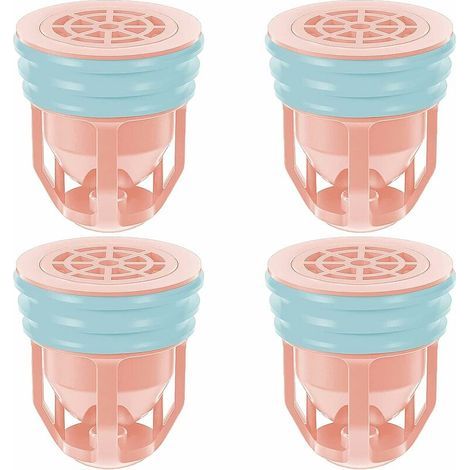 Noyau de Siphon de Sol, Grille Douche Anti Cheveux Siphon,Siphon de Sol PVC, Drain de Plancher avec Passoire Filtre,pour Salle De Bain Jardin,4 PCS,Rose (1/5)