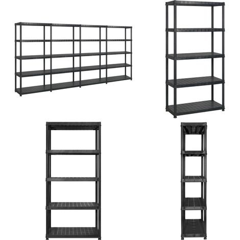 Étagère de rangement à 5 niveaux Noir 366x45,7x185 cm Plastique - Étagère De Rangement - Étagère Industrielle - Stockage Industriel - Meuble De Rangement - Étagère Métallique - Home & Living (1/5)