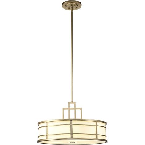 Lampada a sospensione Fusion E27 3x40W in ottone naturale naturale, vetro opale H: 31,8 cm B: 53,3 cm Dimmabile (1/5)