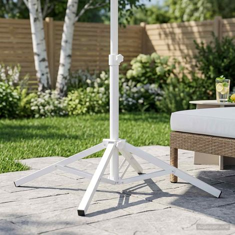 vidaXL Support de parasol Blanc Acier pour 25-32 mm Poteau (1/5)