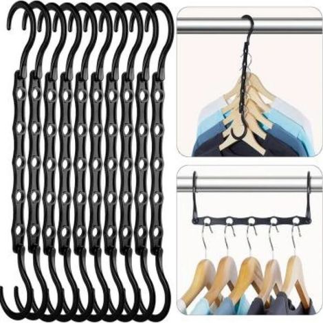 Lot de 20 cintres noirs ultra-résistants pour l'organisation et le rangement de vêtements lourds dans les placards, chambres, maisons, camping-cars et voitures. (1/5)