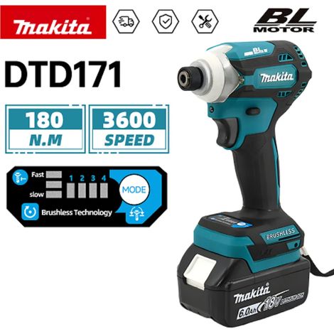 Makita DTD171 18V Akku-Schlagschrauber Bürstenloser Elektroschrauber mit LED – inkl. Akku & Ladegerät (1/5)