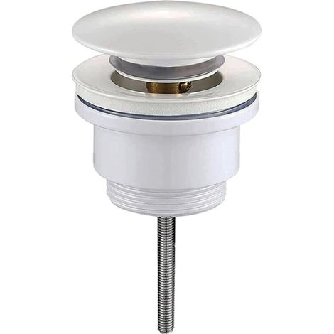 Vtizikl Bonde de vidange universelle blanche mate. Bonde de vidange à pression pour lavabos et bidets. En laiton.