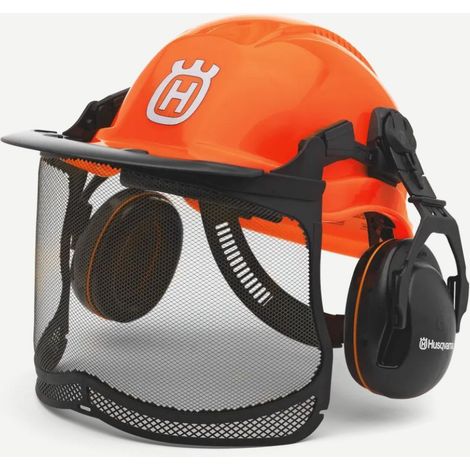 HUSQVARNA Funktioneller Forstwirtschaftshelm mit Netzvisier und Gehörschutz