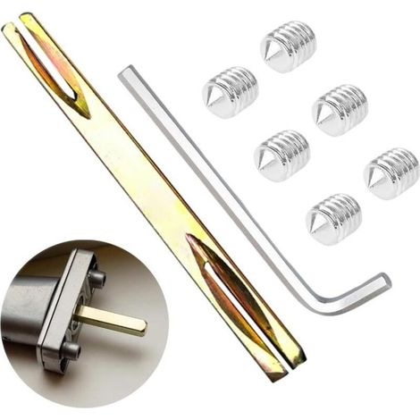 Tige de poignée carrée 8 mm x 100 mm pour poignées de porte, ferrures de porte, avec 6 vis à six pans creux M6 et 1 clé