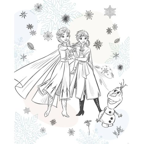 Komar Wandtapete - Disney Frozen Sketch Sisters - 250 x 200 cm - Vlies - für Kinderzimmer (1/3)