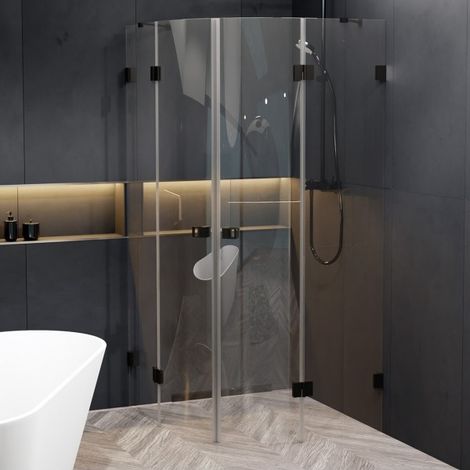 Cabine de douche ¼ de cercle SCANDIC NXT 309 RIHO 90x90 x200cm à charnière noire (1/2)