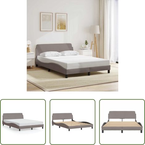 vidaXL Tête de lit - Cadre de lit Dover taupe 140x200 cm tissu (1/5)