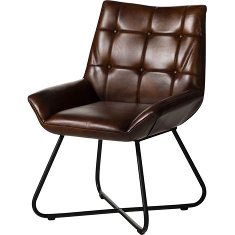 IRON LABEL 113 Sedia in vera pelle - marrone 60x67x86