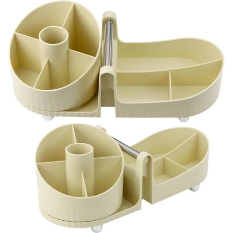 Organiseur cosmétique avec poignée beige, fournitures de bureau (1/3)