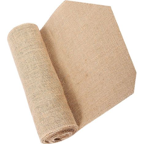 Chemin de table rustique en toile de jute naturelle, ruban de jute, pour la décoration intérieure, les mariages et les fêtes (30 x 500 cm). (1/5)
