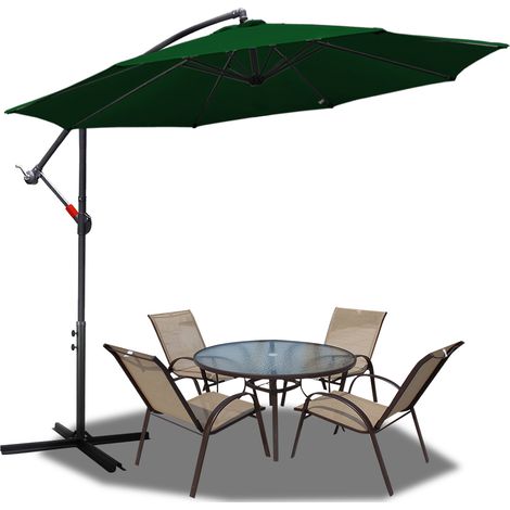 TolleTour Sonnenschirm 3.5m Grün – Natürlicher Sonnenschutz für Garten, Terrasse & Rasenflächen