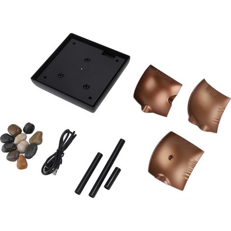 Fontaine d'eau de table USB avec circulation d'eau et lumière LED, effet rocher et fontaine pour salon ou bureau. (1/5)