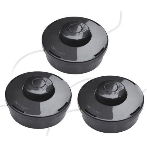 Lot de 3 Tête de débroussailleuse Universelle, A6481 Nylon Bobine de Rechange de Tondeuse Débroussailleuse Tête De Coupe M10 X 1,25 pour Débroussailleuse Thermique à Essence (1/5)