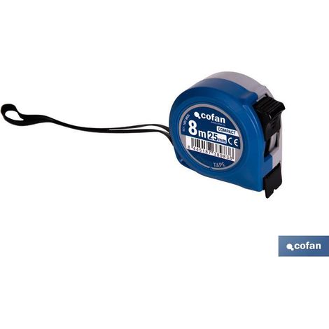 Standard-Maßband mit Feststellknopf und stoßfester Abdeckung 8 m x 25 mm aus ABS und Metall (1/4)
