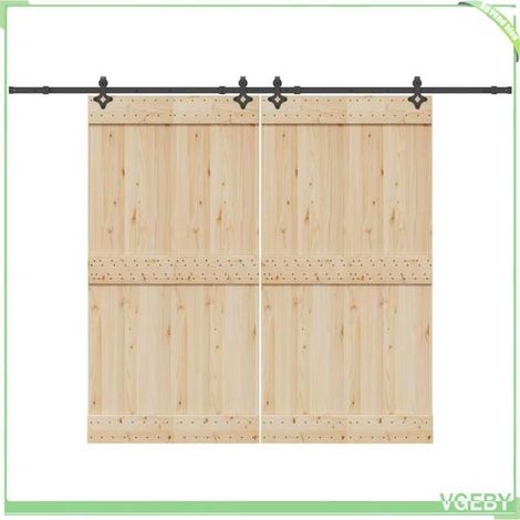Kit de quincaillerie de porte coulissante - 305 cm - Acier enduit de poudre - 100 kg - Noir (1/5)