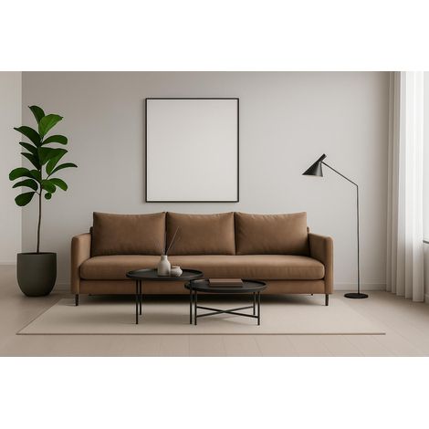 Sofello Schlafsofa Beige mit Schlaffunktion Sofa Karamell Khaki Velour Samt mit Bettkasten und Stauraum (1/5)